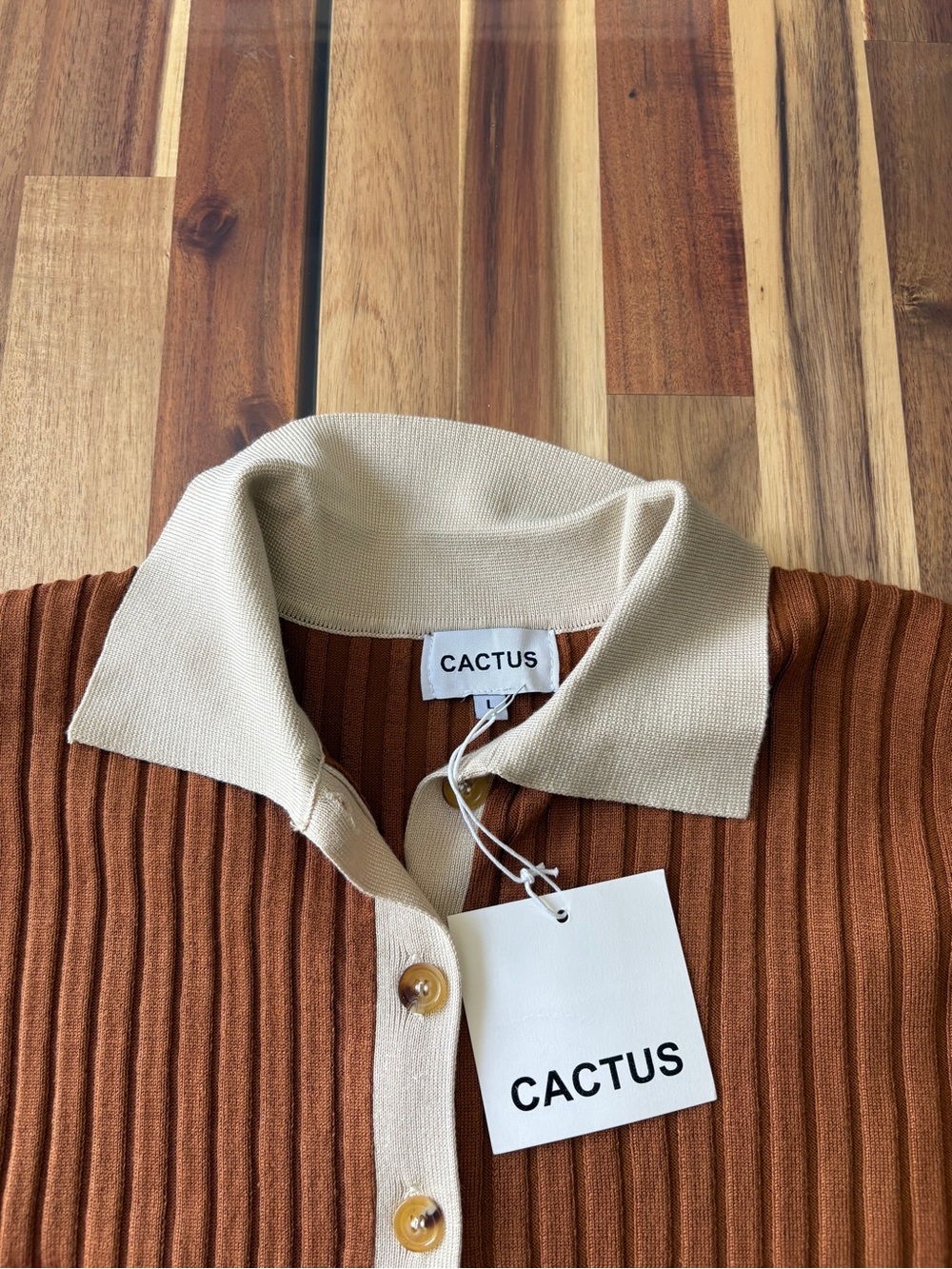 NWT Cactus Rust Ribbed Knit Collared Button Front Cardigan Top Small - Picture 4 of 10